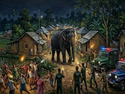 Wild Elephant Enters Kalyanpur Village, Panic Grips Raidash Para