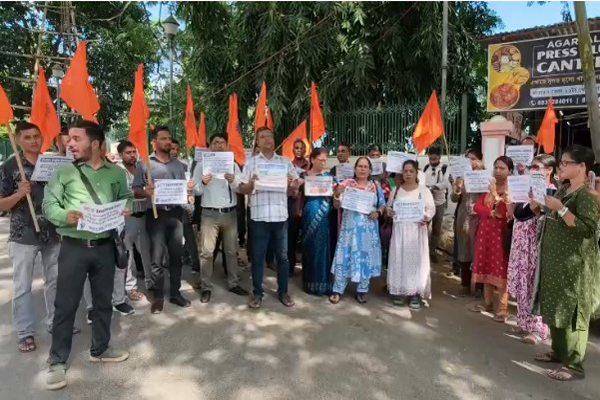 Tripura school computer teachers holds protests over wages issues