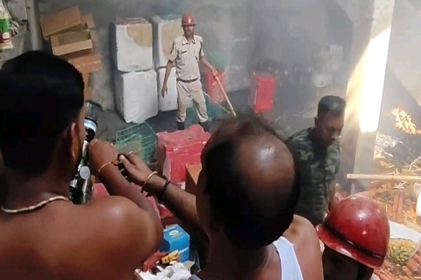 Fire at Dharmanagar Ice cream warehouse during Durga Puja