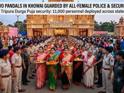 All-Female Police Guard Two Pandals in Khowai
