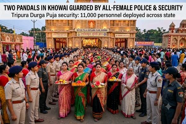 Durga Puja women police khowai district pandals