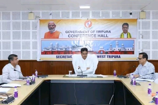 Tripura Chief Minister Manik Saha chairs an official meeting regarding Jolaibari Medical College