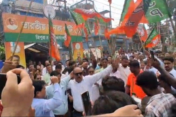BJP Victory rally as NDA constituent Tipra Motha sweeps TTAADC VC Polls 2026
